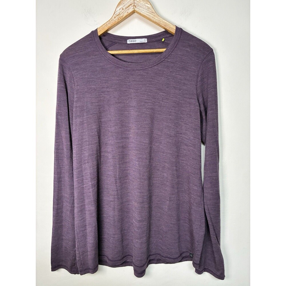 Tasc Performance Shirt Women’s XL Long Sleeve Bamboo Wool Mix Purple Fitness